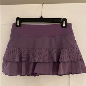 Lija Purple Skater Mini Skirt with Ruffled Tiers